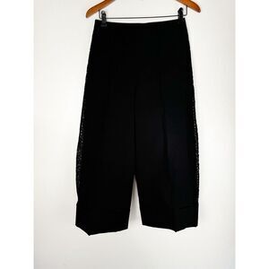 Goen J Women’s Size 6 Black Wide Leg Trouser Pants Cropped Lace Trim